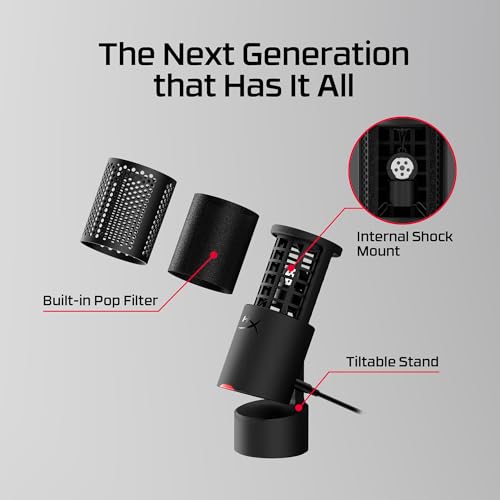 USB Condenser Gaming Microphone with Pop Filter