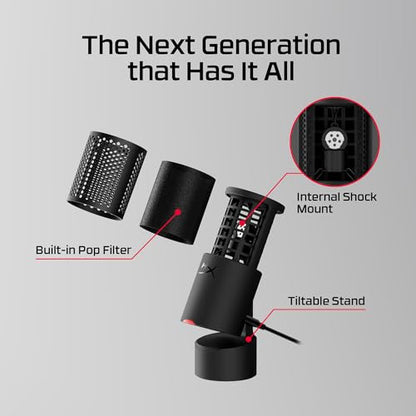 USB Condenser Gaming Microphone with Pop Filter