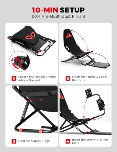 Foldable Racing Simulator Cockpit for Gaming Wheels