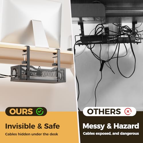Under Desk Cable Tray with Clamp Mount