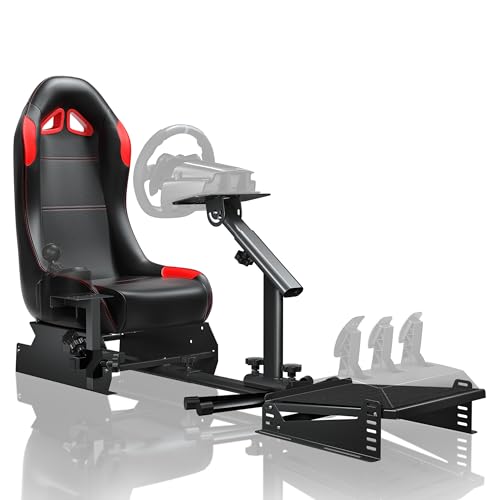 Foldable Racing Simulator Cockpit with Leather Seat
