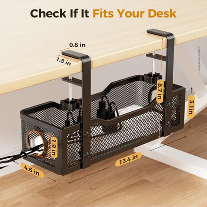 Under Desk Cable Tray with Clamp Mount