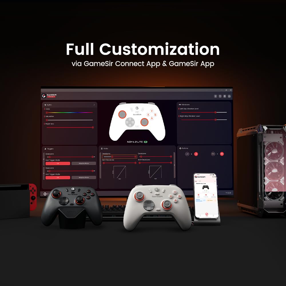 Wireless PC Gaming Controller with Hall Effect Joysticks