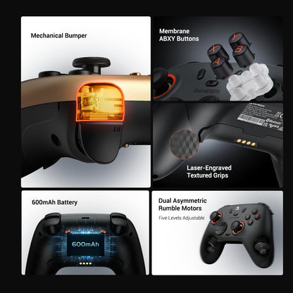 Wireless PC Gaming Controller with Hall Effect Joysticks