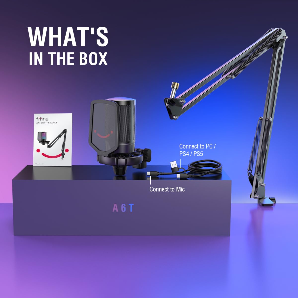 USB Condenser Microphone with Boom Arm and RGB