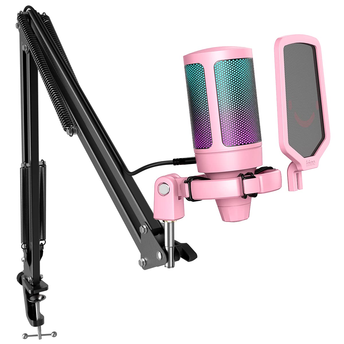 USB Condenser Microphone with Boom Arm and RGB