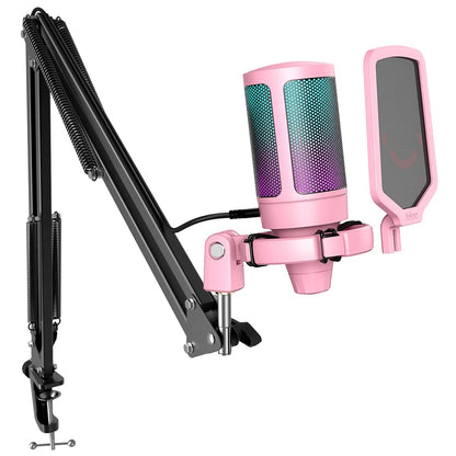 USB Condenser Microphone with Boom Arm and RGB