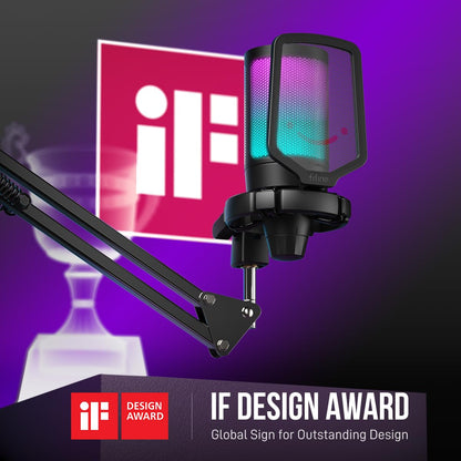 USB Condenser Microphone with Boom Arm and RGB