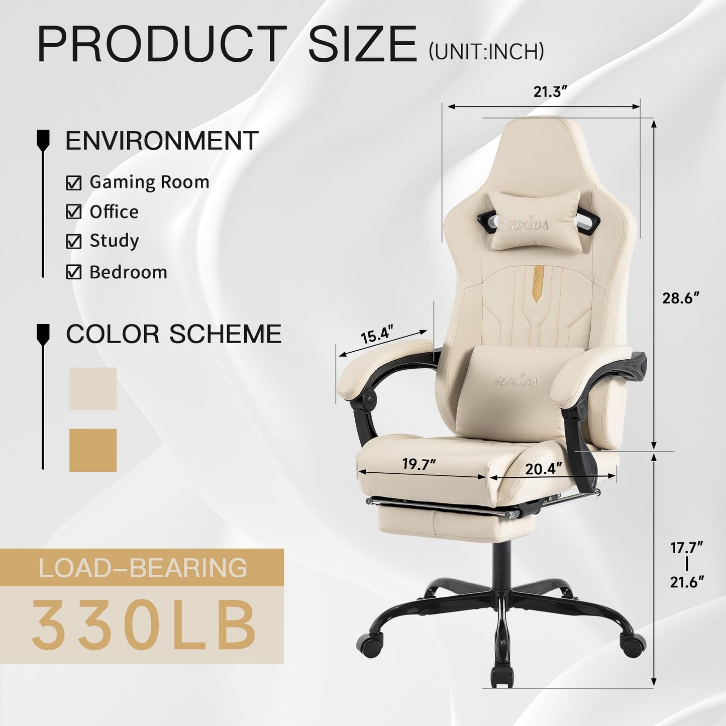Ergonomic Gaming Chair with Footrest and Massage