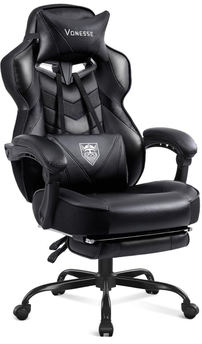Reclining Gaming Chair with Footrest and Massage