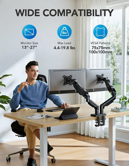 Dual Monitor Stand with Adjustable Desk Mount