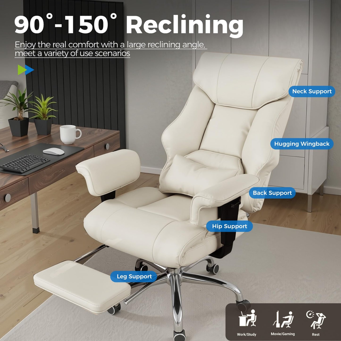 Big and Tall Ergonomic Gaming Chair with Footrest