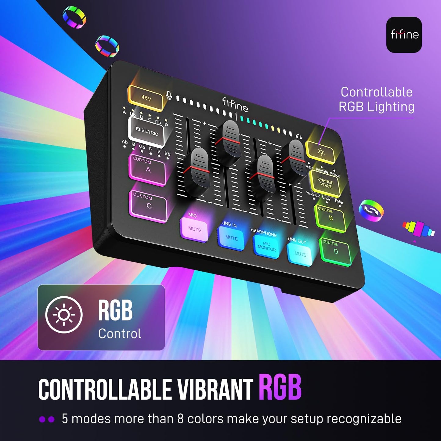 RGB Gaming Audio Mixer with XLR Interface