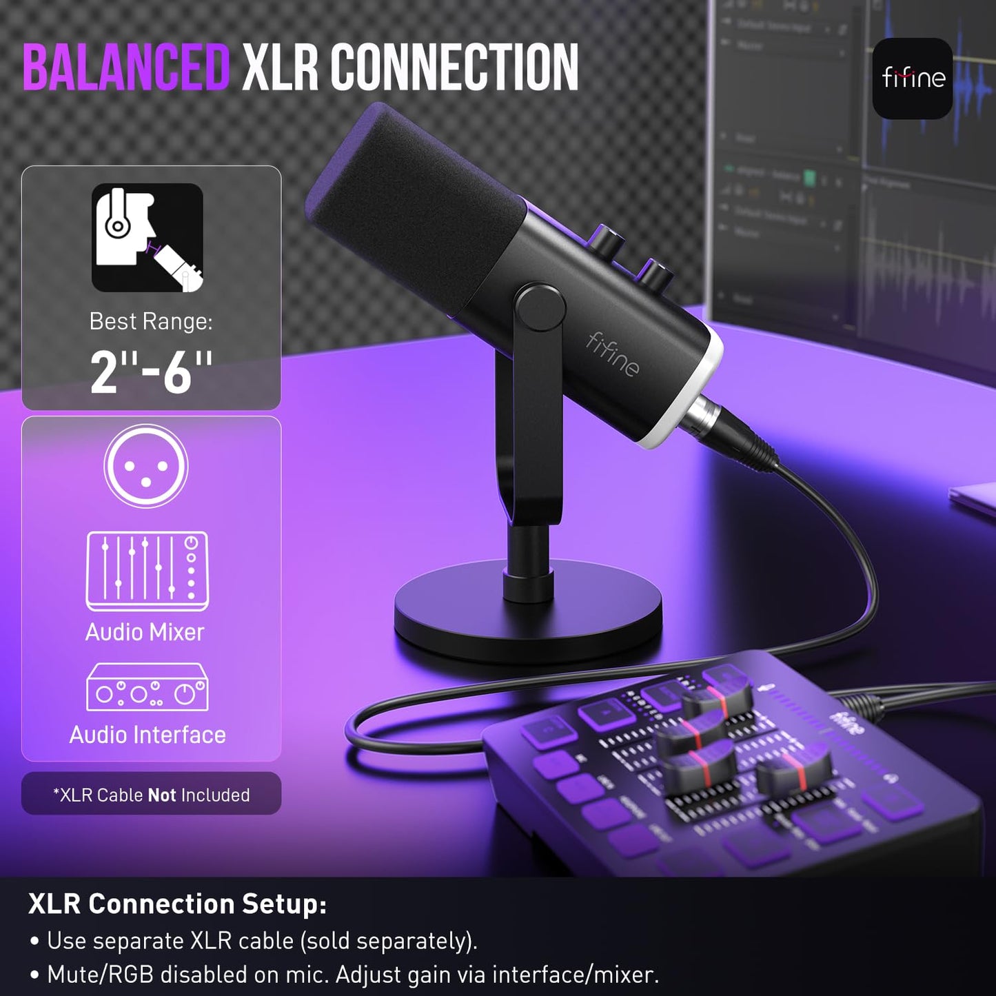 XLR USB Dynamic Microphone with RGB for Streaming