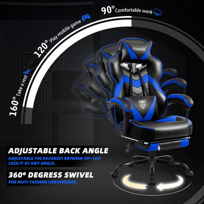 Reclining Gaming Chair with Footrest and Massage