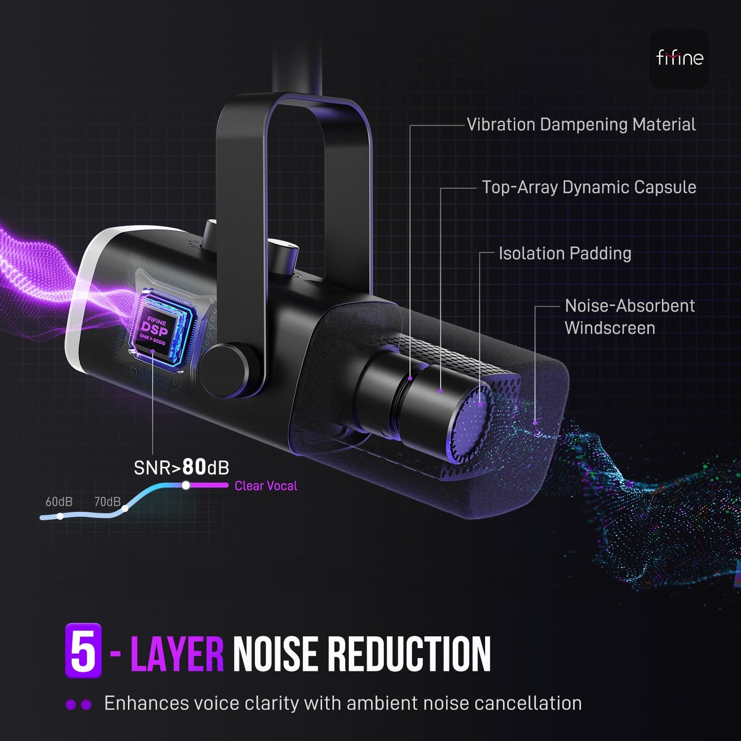 XLR USB Dynamic Microphone with RGB for Streaming