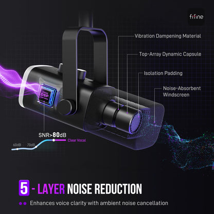 XLR USB Dynamic Microphone with RGB for Streaming