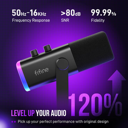 XLR USB Dynamic Microphone with RGB for Streaming