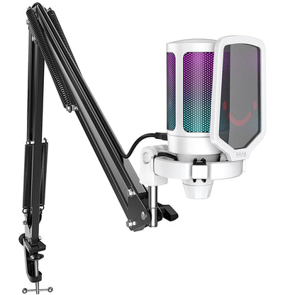 USB Condenser Microphone with Boom Arm and RGB