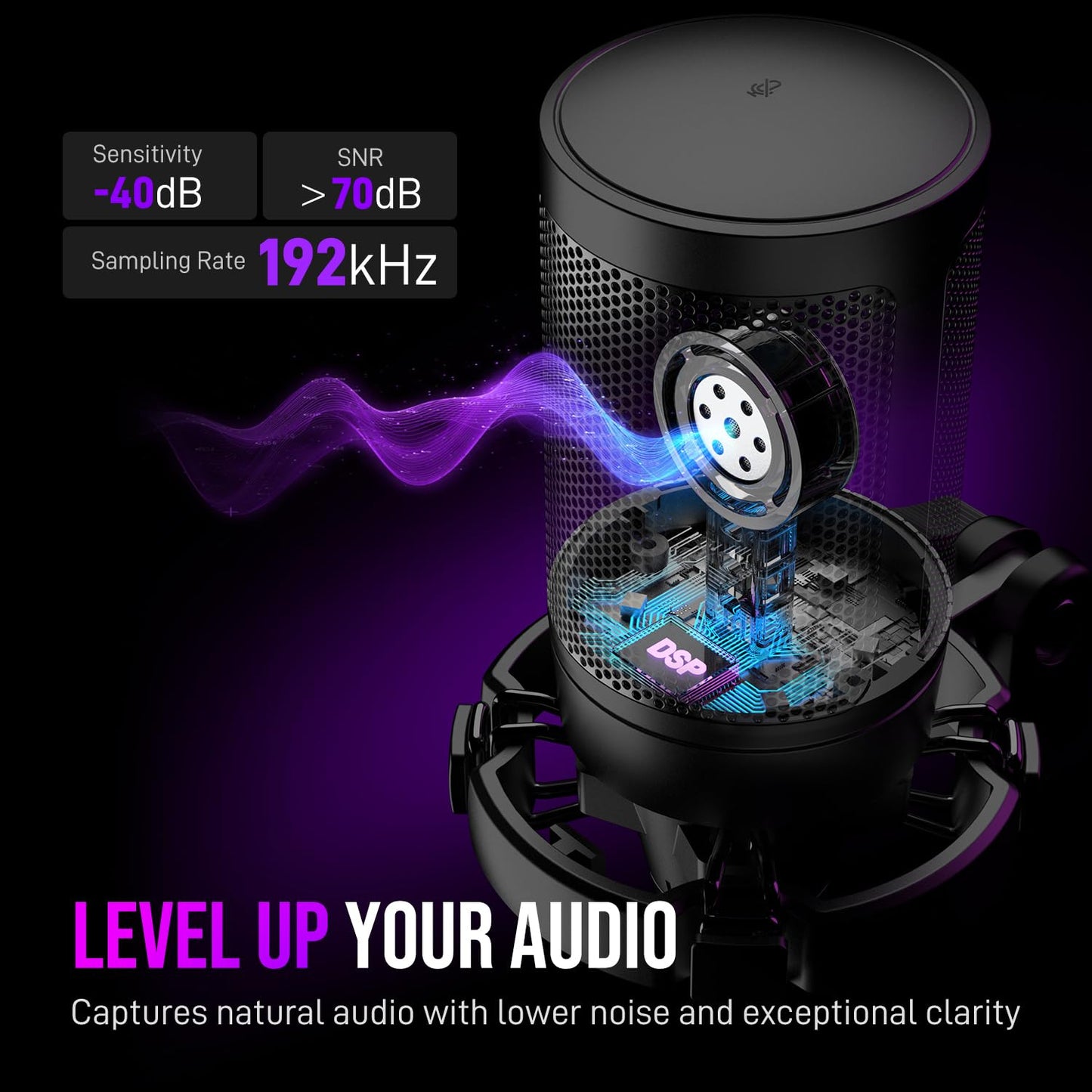 USB Condenser Microphone with Boom Arm and RGB