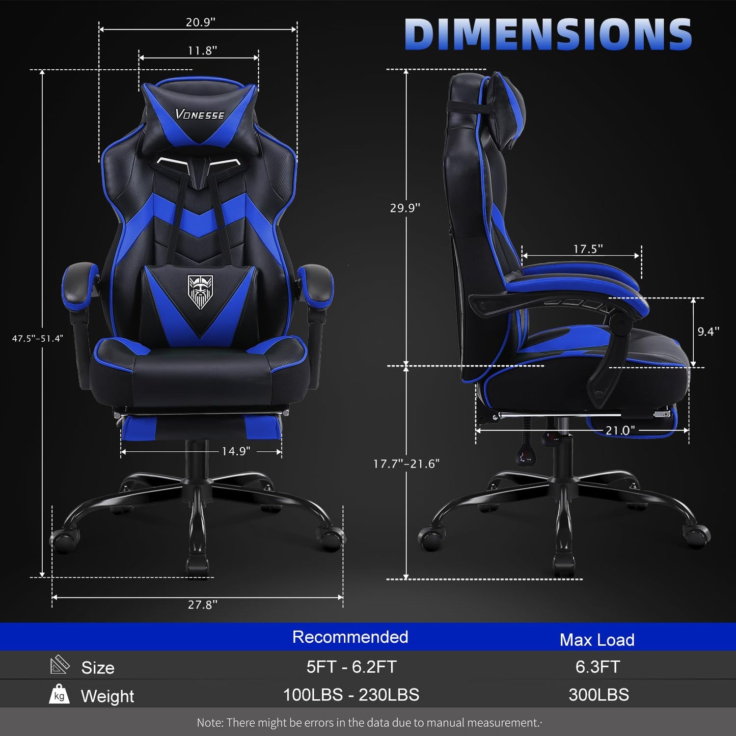 Reclining Gaming Chair with Footrest and Massage
