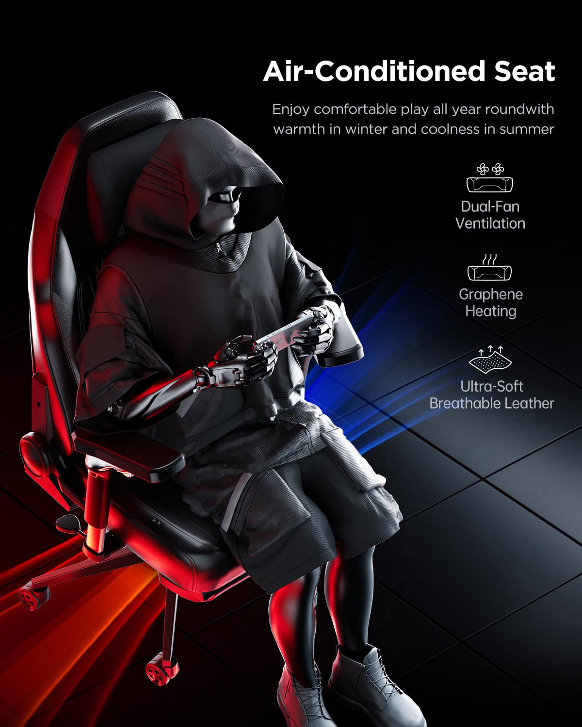 Ergonomic Gaming Chair with Heated Lumbar Support