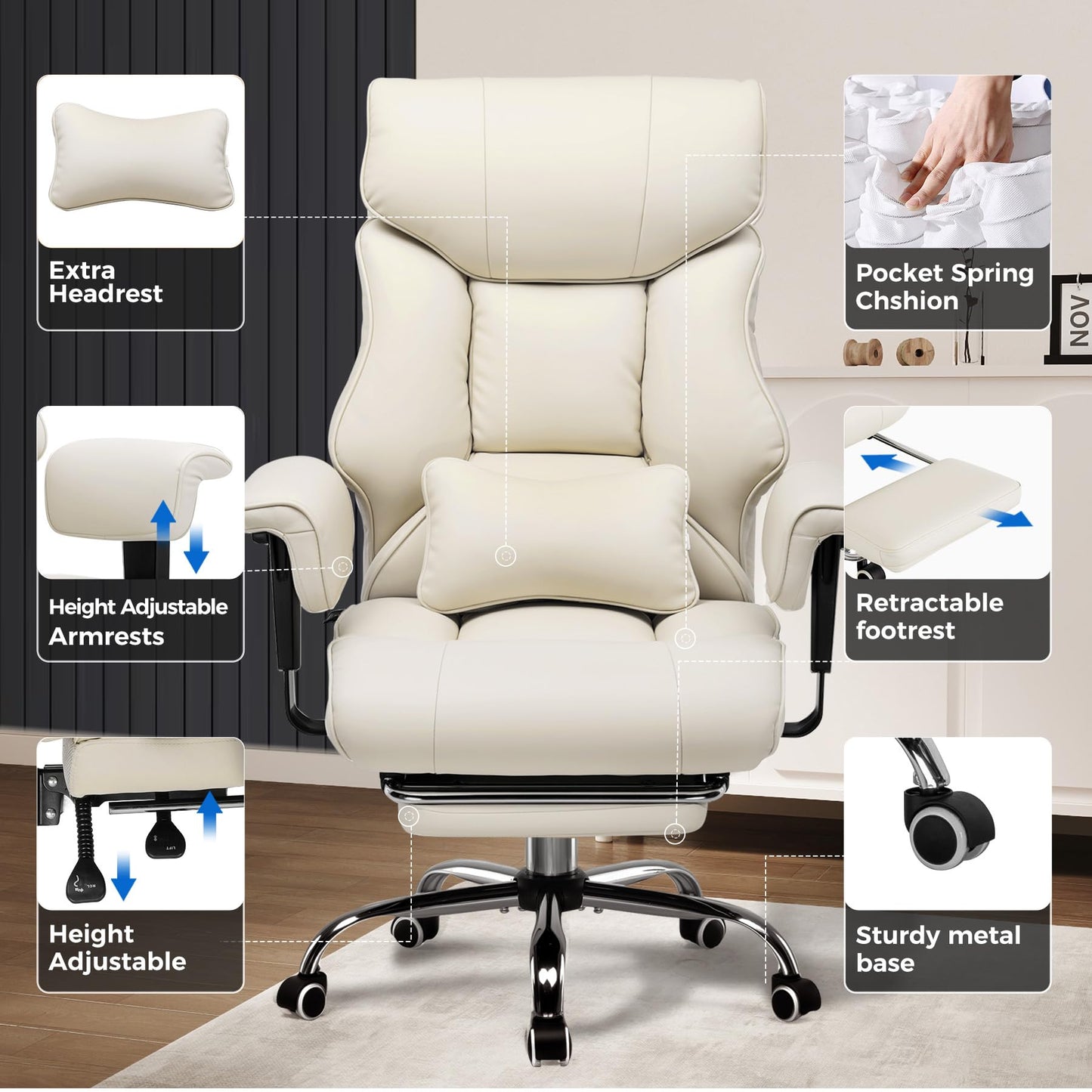 Big and Tall Ergonomic Gaming Chair with Footrest