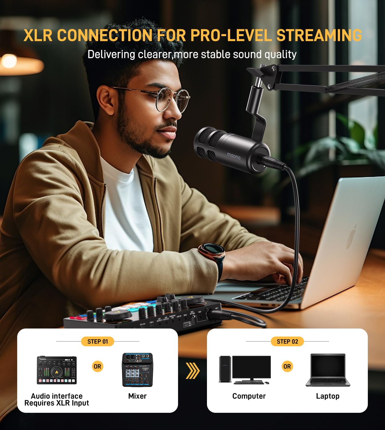 Podcast Audio Interface Bundle with XLR Microphone