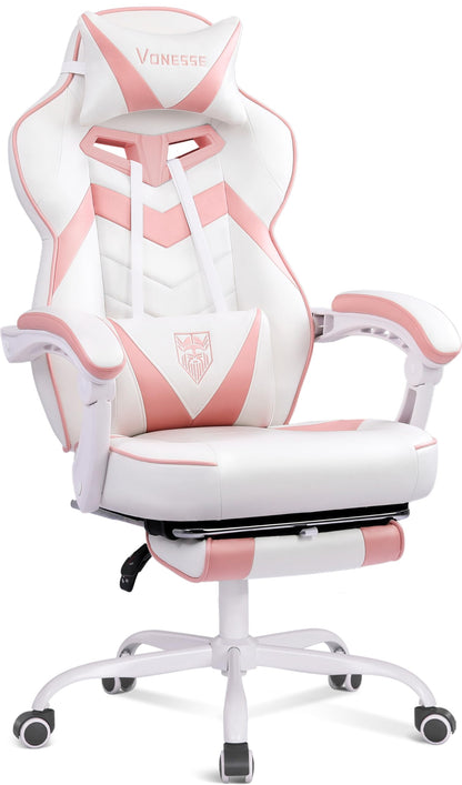 Reclining Gaming Chair with Footrest and Massage