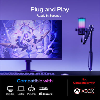 USB Gaming Microphone with Noise Cancellation and RGB