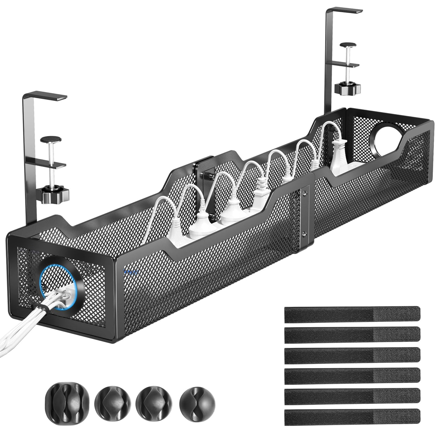 Under Desk Cable Tray with Clamp Mount