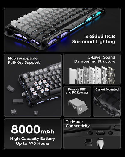 75% Wireless Mechanical Gaming Keyboard with RGB