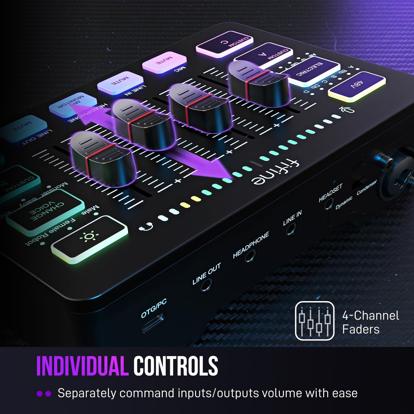 RGB Gaming Audio Mixer with XLR Interface