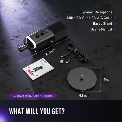 XLR USB Dynamic Microphone with RGB for Streaming