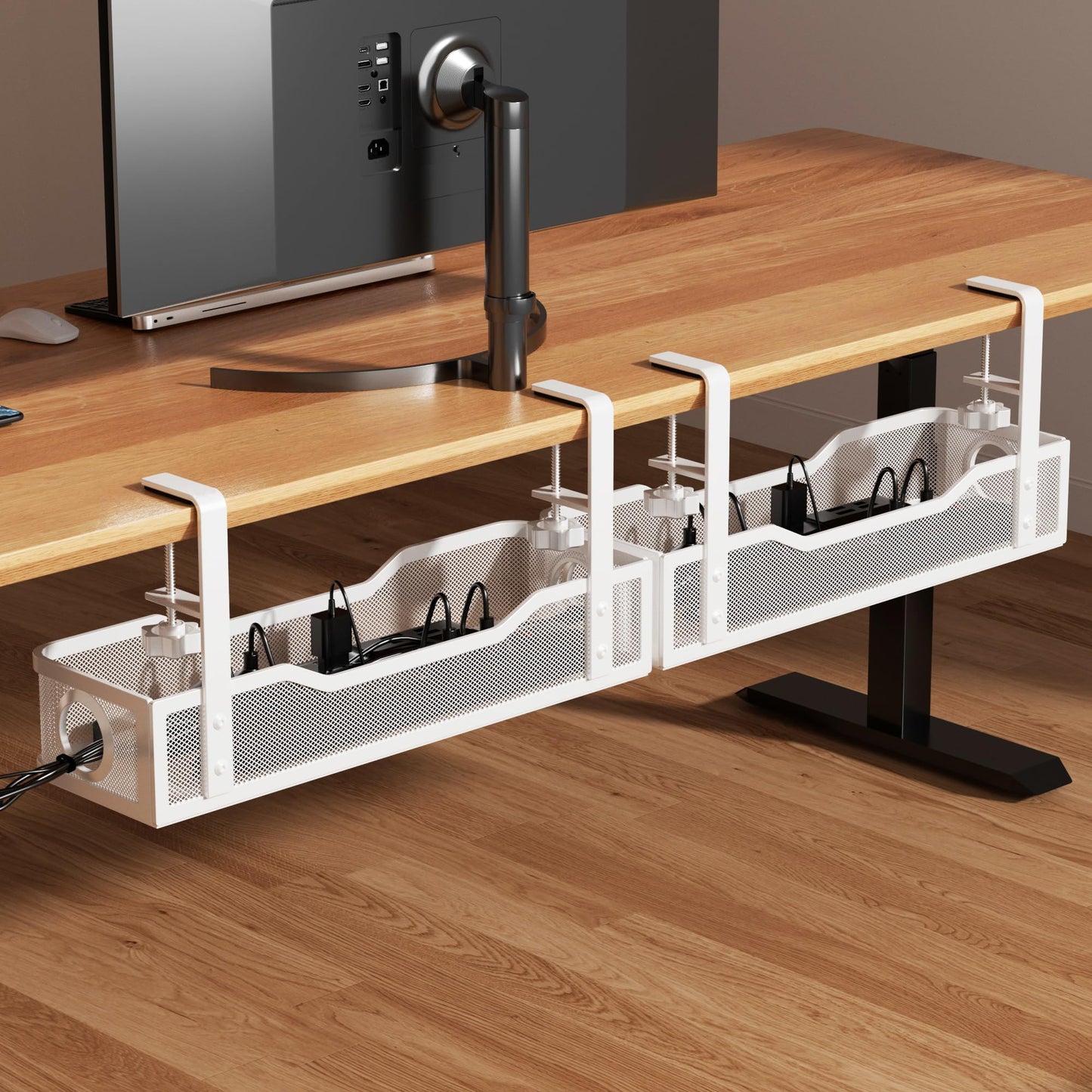 Under Desk Cable Tray with Clamp Mount