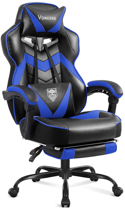 Reclining Gaming Chair with Footrest and Massage