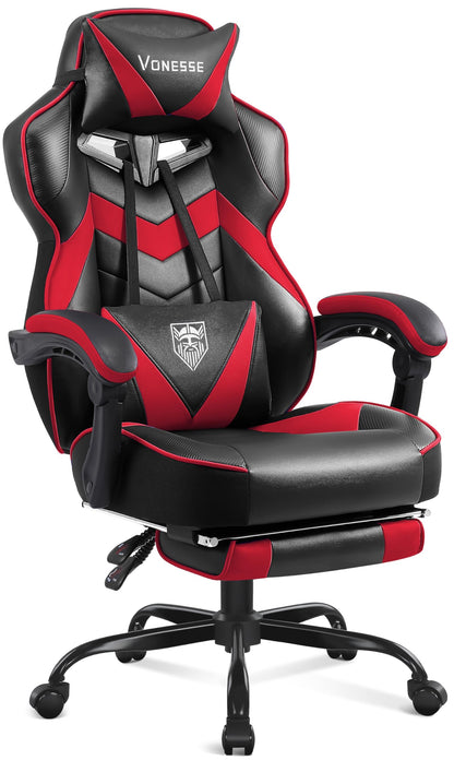 Reclining Gaming Chair with Footrest and Massage