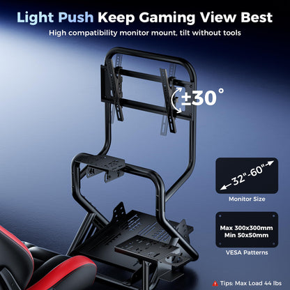 Sim Racing Cockpit with Monitor Mount and Handbrake