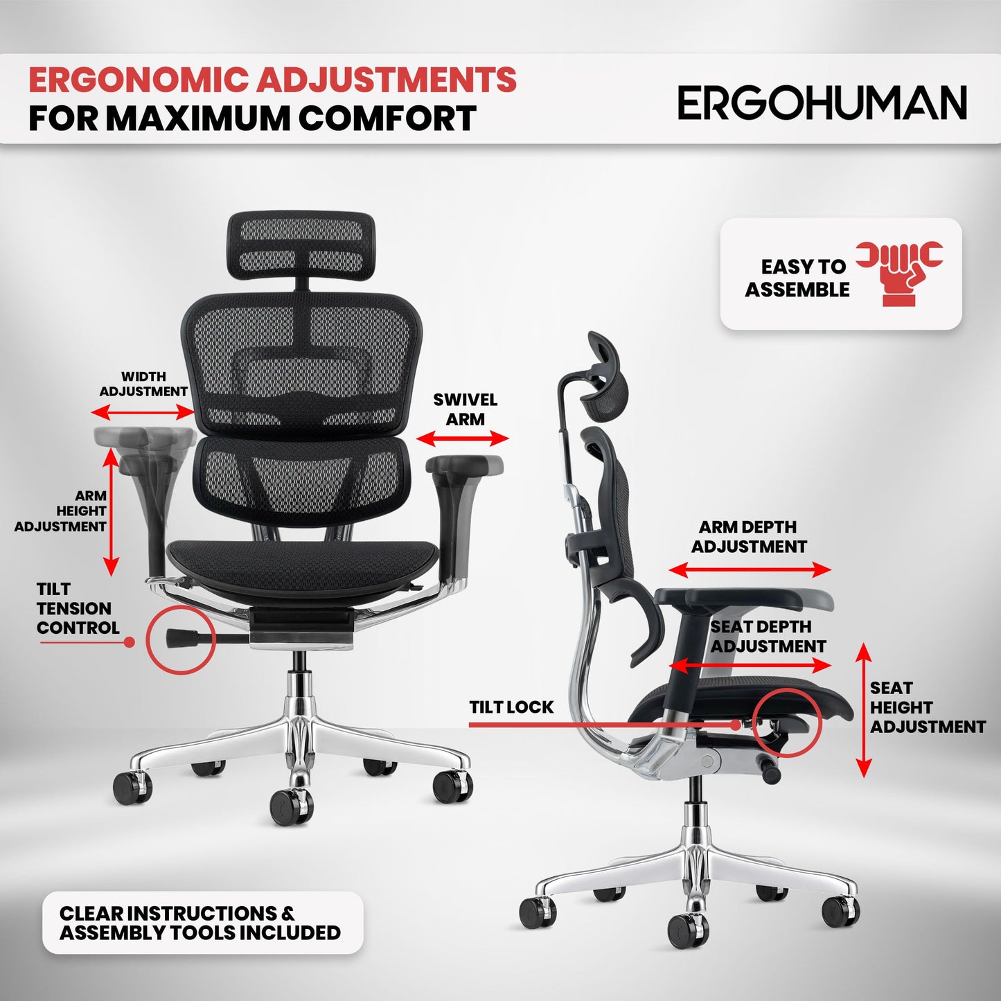 High Back Mesh Office Chair with Adjustable Support