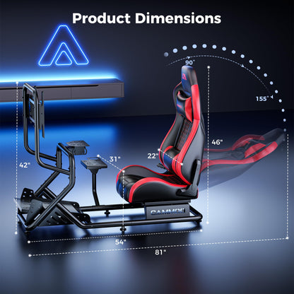 Sim Racing Cockpit with Monitor Mount and Handbrake