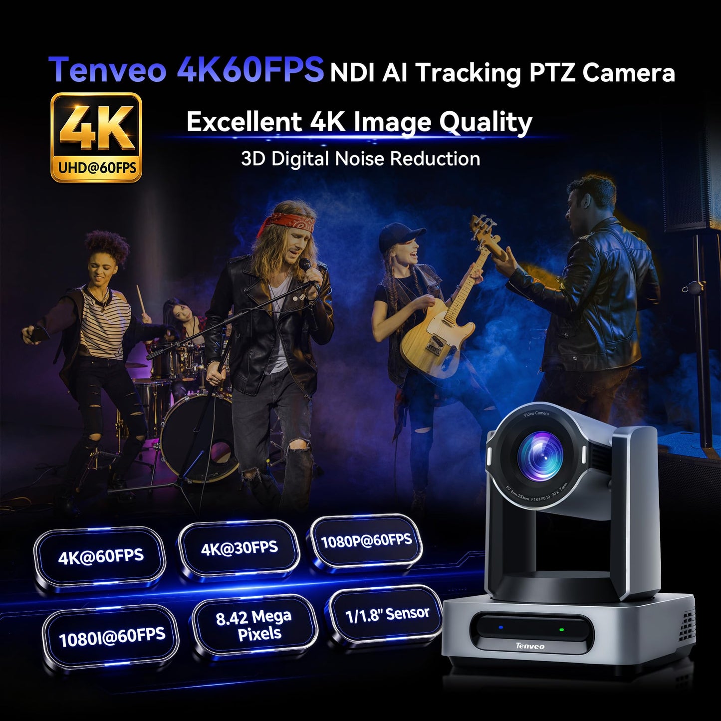 4K AI Tracking PTZ Camera for Live Streaming