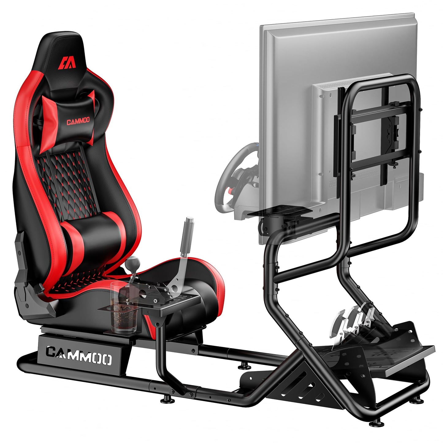 Sim Racing Cockpit with Monitor Mount and Handbrake