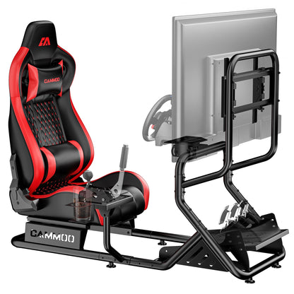 Sim Racing Cockpit with Monitor Mount and Handbrake