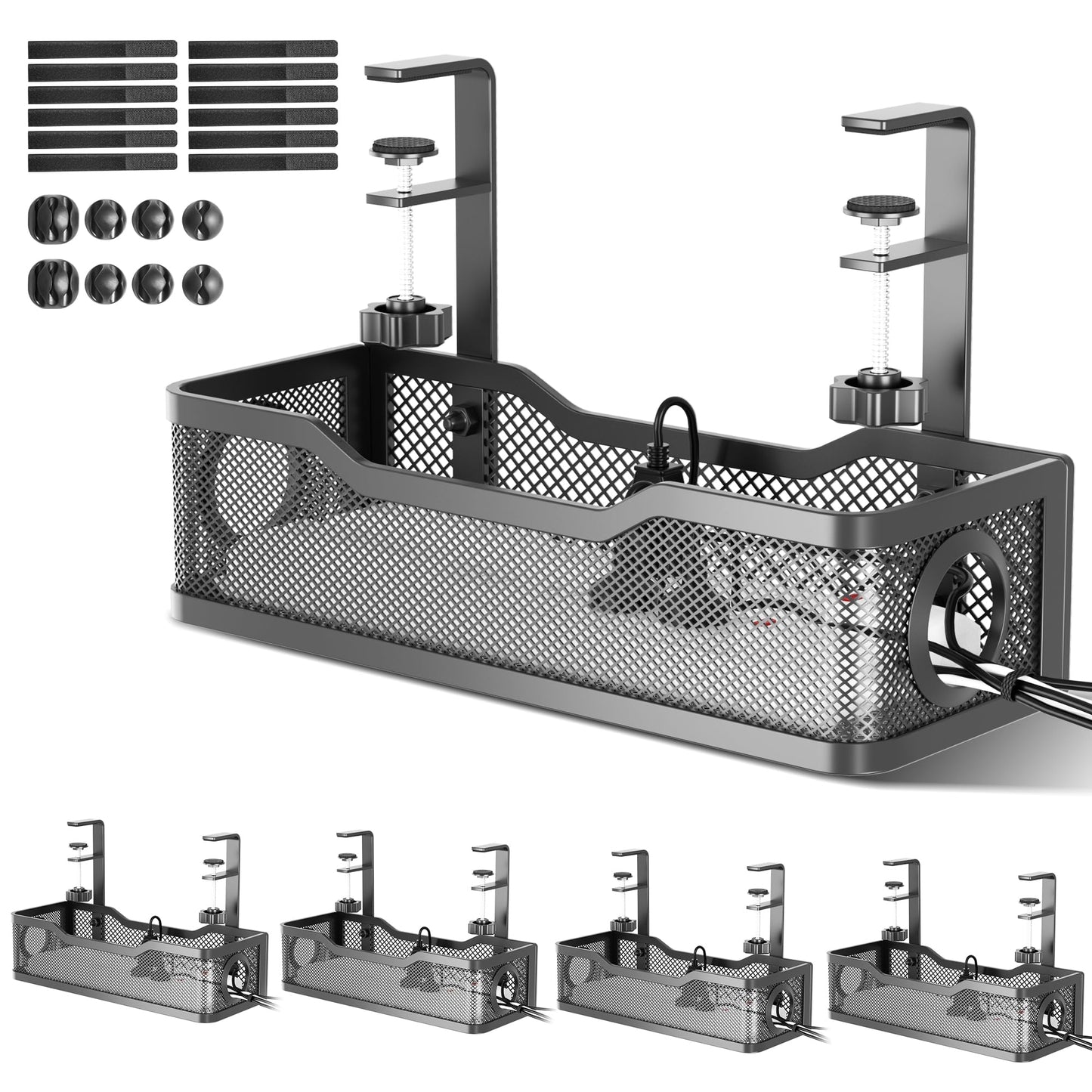 Under Desk Cable Tray with Clamp Mount