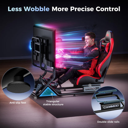 Sim Racing Cockpit with Monitor Mount and Handbrake