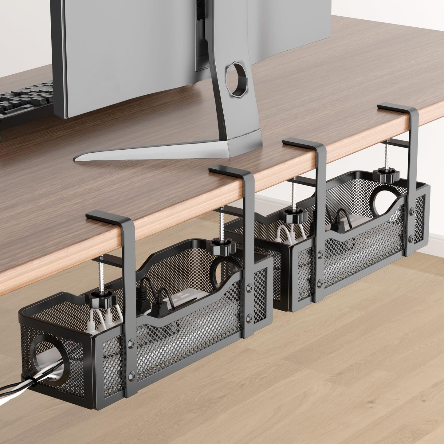 Under Desk Cable Tray with Clamp Mount