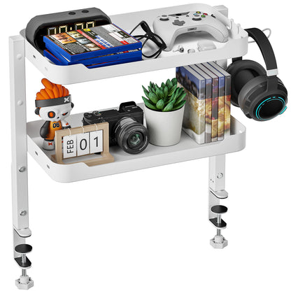 2-Tier Clamp On Desk Shelf with Storage
