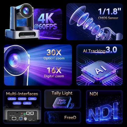 4K AI Tracking PTZ Camera for Live Streaming
