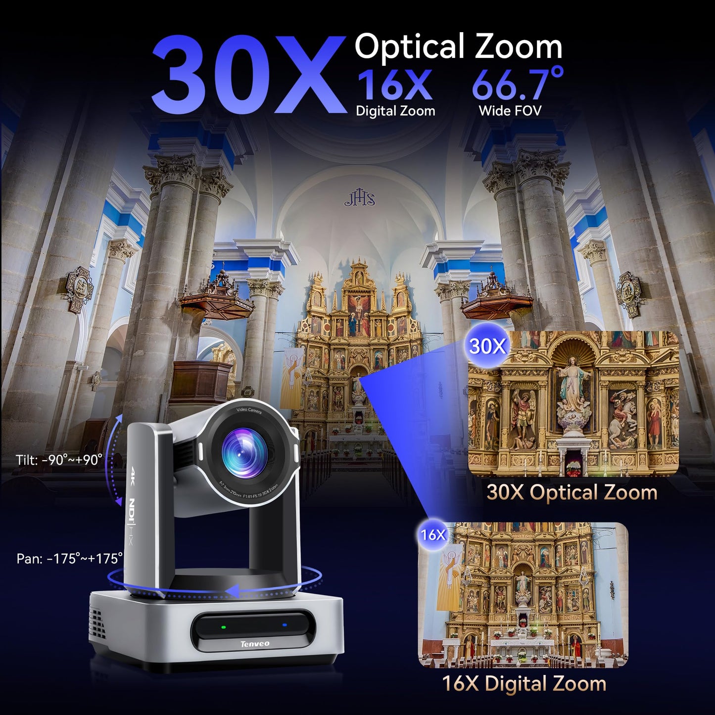 4K AI Tracking PTZ Camera for Live Streaming