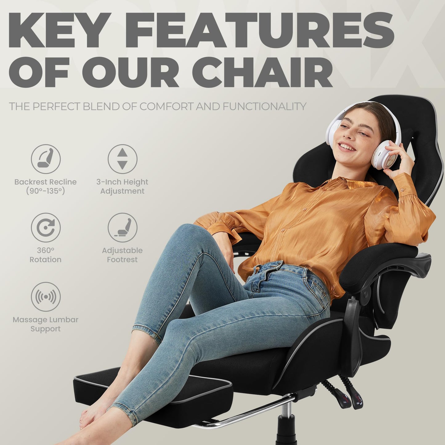 Fabric Ergonomic Gaming Chair